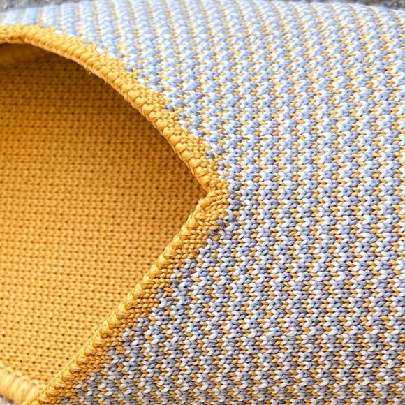 Rothy's The Flat Dandelion Triple Stitch Women 11.5 Shoe Yellow Grey White Flats - Picture 2 of 15